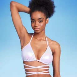 Women's Extreme Wrap Triangle Bikini Top - Wild Fable™ Light Purple Iridescent -Wild Fable GUEST 066b7684 4c5a 44b6 a380 f8c70d612756