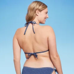 Women's Denim Textured Triangle Bikini Top - Wild Fable™ Denim Blue -Wild Fable GUEST 0833e3bd a014 4e81 9759 57de0fb0d3c2