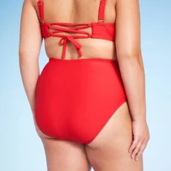 Women's High Waist Cheeky Bikini Bottom - Wild Fable⢠Red