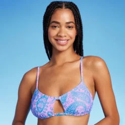 Women's Paisley Print Cut Out Bralette Bikini Top - Wild Fable™ Blue/Pink -Wild Fable GUEST 200ca669 ff14 4380 b490 dbb49f5d0fc6