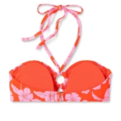 Women's Ring Front Halter Bandeau Bikini Top - Wild Fable™ Orange/Pink Tropical Print -Wild Fable GUEST 20f46358 c037 493d bc11 4b83f4e1d15b