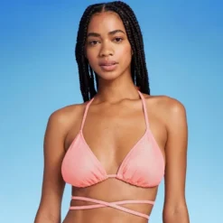 Women's Triangle Wrap Bikini Top - Wild Fable™ Pink Lurex -Wild Fable GUEST 2c4ab27c 323d 42bb 98d5 bcc0f10960f0