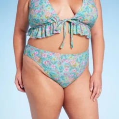 Women's Mid-Rise Cheeky High Leg Bikini Bottom - Wild Fable™ Green Floral Print 7 Women's Mid-Rise Cheeky High Leg Bikini Bottom - Wild Fable™ Green Floral Print -Wild Fable GUEST 2f02cd0b c4a9 40e5 92c6 11776b1b0a7e