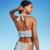 Women's Ruffle Tie-Front Halter Bikini Top - Wild Fable™ Green Floral Print -Wild Fable GUEST 2f406440 6c81 4622 90e6 c8e0eaab55b5