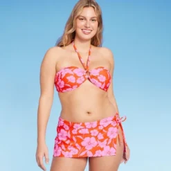 Women's Ring Front Halter Bandeau Bikini Top - Wild Fable™ Orange/Pink Tropical Print -Wild Fable GUEST 3c5fd03f 1ce5 4b5e b358 9e4e1d10619e