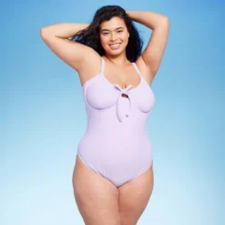 Women's Shirred Detail Underwire High Leg Extra Cheeky One Piece Swimsuit - Wild Fable™ Lilac Purple -Wild Fable GUEST 3d3ee15c 1935 4198 9b56 4ce4e177d451