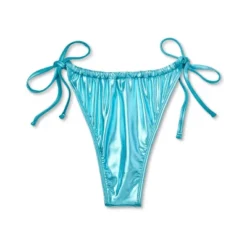 Women's Foil Strappy Extra High Leg Super Cheeky Bikini Bottom - Wild Fable™ Teal Blue -Wild Fable GUEST 41d191ad 4c6a 4234 a8ec 7d3e07d8de84