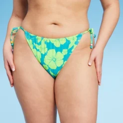 Women's Adjustable Coverage Bikini Bottom - Wild Fable™ Blue/Green Tropical Print -Wild Fable GUEST 41f91eb6 748e 45aa bb50 30fcfeffacf9