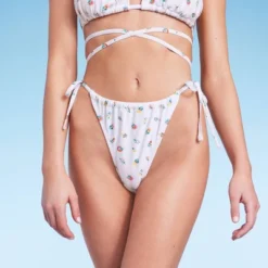 Women's Floral Print Side-Tie Ultra High Leg Adjustable Coverage Bikini Bottom - Wild Fable™ White -Wild Fable GUEST 4400ff04 b52e 42fd bde2 19d3bea06cd1