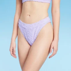 Women's Wavy Terry Textured Mid-Waist Ultra High Leg Cheeky Bikini Bottom - Wild Fable™ Lilac Purple -Wild Fable GUEST 4662ba71 55cb 4eb0 87ec 6877d007f114