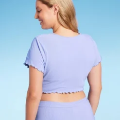 Women's Ruffle Detail Ribbed Short Sleeve Cropped Rashguard - Wild Fable™ Purple 8 Women's Ruffle Detail Ribbed Short Sleeve Cropped Rashguard - Wild Fable™ Purple -Wild Fable GUEST 49dca862 6386 4bbc 931a e7ded3b13130