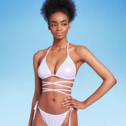 Women's Extreme Wrap Triangle Bikini Top - Wild Fable™ Light Purple Iridescent -Wild Fable GUEST 4c908518 3f53 42b3 9b23 9d4edae527e2