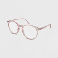 Women's Crystal Plastic Round Blue Light Filtering Glasses - Wild Fable™ Pink