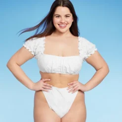 Women's Puff Sleeve Eyelette Bralette Bikini Top - Wild Fable™ White 12 Women's Puff Sleeve Eyelette Bralette Bikini Top - Wild Fable™ White -Wild Fable GUEST 5a82ee81 9edd 4778 961b 1f979c65b705