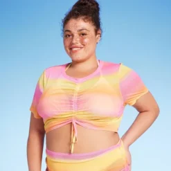 Women's Mesh Drawstring Ruched Cover Up Top - Wild Fable™ -Wild Fable GUEST 5ea869c2 9197 42d4 be2b b720280e194f