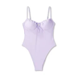 Women's Shirred Detail Underwire High Leg Extra Cheeky One Piece Swimsuit - Wild Fable™ Lilac Purple -Wild Fable GUEST 643cc657 0676 492b 8d93 762fcf861d8e