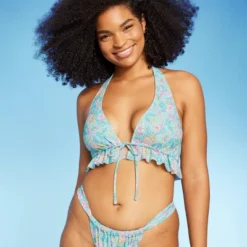 Women's Ruffle Tie-Front Halter Bikini Top - Wild Fable™ Green Floral Print 10 Women's Ruffle Tie-Front Halter Bikini Top - Wild Fable™ Green Floral Print -Wild Fable GUEST 659aaea4 52e0 44c9 8073 8bfd4c6d9e7f