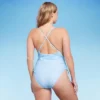Women's Side-Cinch Detail Extra High Leg Cheeky One Piece Swimsuit - Wild Fable™ Blue -Wild Fable GUEST 6c23c42b f494 4cef b4d1 31d52612a79c