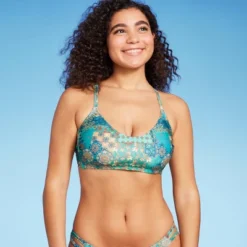 Women's Scoop Front Bralette Bikini Top - Wild Fable™ Blue Patchwork Print -Wild Fable GUEST 72b23f93 76e2 4dc3 96ab f23f458e6968