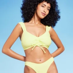 Women's Tie-Front Cap Sleeve Bralette Bikini Top - Wild Fable™ Light Yellow -Wild Fable GUEST 75c1528c a308 4473 aff4 9d1b3a387d60