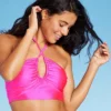 Women's Longline Wrap Halter Bikini Top - Wild Fable™ Pink Shine
