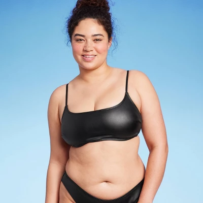 Women's Faux Leather Bralette Bikini Top - Wild Fable™ Black 5 Women's Faux Leather Bralette Bikini Top - Wild Fable™ Black - Image 3