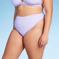 Women's Wavy Terry Textured Mid-Waist Ultra High Leg Cheeky Bikini Bottom - Wild Fable™ Lilac Purple -Wild Fable GUEST 8b34834b b516 42cf 80f6 83afbd18fb6a