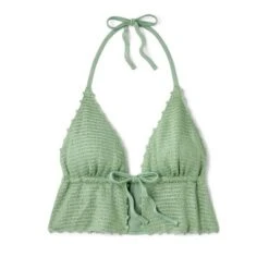 Women's Crochet Tie-Front Longline Bikini Top - Wild Fable™ Soft Green -Wild Fable GUEST 8f19ad2b feb9 4b63 bbdd cd48b44520bf