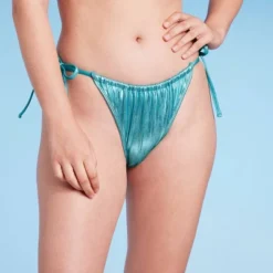 Women's Foil Strappy Extra High Leg Super Cheeky Bikini Bottom - Wild Fable™ Teal Blue -Wild Fable GUEST 91d8a6a3 ea6a 4aff ad91 1fcf5e439dcf