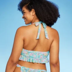 Women's Ruffle Tie-Front Halter Bikini Top - Wild Fable™ Green Floral Print 11 Women's Ruffle Tie-Front Halter Bikini Top - Wild Fable™ Green Floral Print -Wild Fable GUEST 94e7e40f fc63 4e5c a885 b2533b3154f8