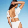 Women's Puff Sleeve Eyelette Bralette Bikini Top - Wild Fable™ White 2 Women's Puff Sleeve Eyelette Bralette Bikini Top - Wild Fable™ White -Wild Fable GUEST 959278f7 1cea 48d2 8368 abd0f852a562