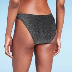 Women's High Leg Cheeky Bikini Bottom - Wild Fable⢠Black Lurex
