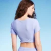 Women's Ruffle Detail Ribbed Short Sleeve Cropped Rashguard - Wild Fable™ Purple -Wild Fable GUEST a0fd18cb ec50 449c b8a7 88ddf8ab1c3f