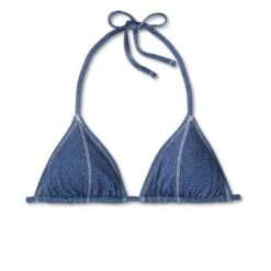 Women's Denim Textured Triangle Bikini Top - Wild Fable™ Denim Blue -Wild Fable GUEST ac1aa9ae 97bf 4e91 b382 0beb69ad8141