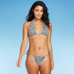 Women's Side-Tie Adjustable Coverage Ultra High Leg Bikini Bottom - Wild Fable™ Black/White Check Print -Wild Fable GUEST b0b716c9 fc99 4954 8731 6c6eef34d9d8