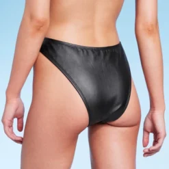 Women's Faux Leather High Leg Extra Cheeky Bikini Bottom - Wild Fable™ Black -Wild Fable GUEST b242471f 96fe 4a46 a858 4f1d472ddd5d
