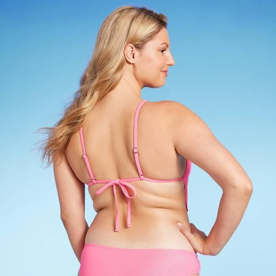 Women's Cowl Neck Longline Bralette Bikini Top - Wild Fable™ Pink Shine 6 Women's Cowl Neck Longline Bralette Bikini Top - Wild Fable™ Pink Shine - Image 4