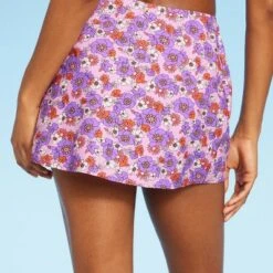 Wild Fable 27 Women's Side-Slit Skirt Swimsuit Cover Up - Wild Fable⢠Purple Floral Print