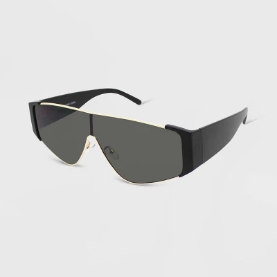 Plastic Metal Combo Shield Sunglasses - Wild Fable™ Black 3 Plastic Metal Combo Shield Sunglasses - Wild Fable™ Black