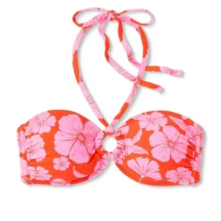 Women's Ring Front Halter Bandeau Bikini Top - Wild Fable™ Orange/Pink Tropical Print -Wild Fable GUEST d1905273 b2a6 439b 9737 e0b672705247
