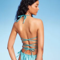 Women's Foil Triangle Bikini Top - Wild Fable⢠Teal Green