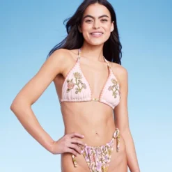 Women's Embroidered Detail Triangle Bikini Top - Wild Fable™ Multi Floral Print -Wild Fable GUEST e3235079 3300 4890 a039 9ae8aa539482