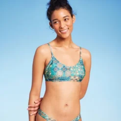 Women's Scoop Front Bralette Bikini Top - Wild Fable™ Blue Patchwork Print -Wild Fable GUEST e990b318 4981 43a0 903c 60929d9e08ff