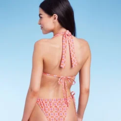 Women's U Bralette Multiway Bikini Top - Wild Fable⢠Orange Tile Print