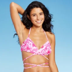 Women's Wrap Bralette Bikini Top - Wild Fable™ Pink Heart Print -Wild Fable GUEST eb3c37b7 db8c 4a65 8510 17cf5cec9730