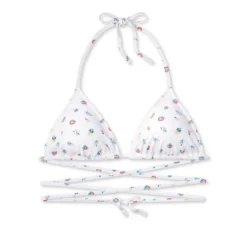 Women's Floral Print Strappy Triangle Bikini Top - Wild Fable™ White -Wild Fable GUEST f24c57eb 5883 46f6 9dde bf7051ac6f74