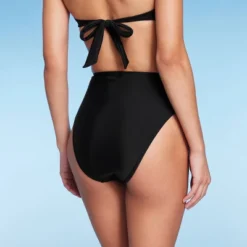 Women's High Leg Cheeky High Waist Bikini Bottom - Wild Fable⢠Black