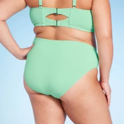 Women's Mid-Rise High Leg Cheeky Lurex Bikini Bottom - Wild Fable™ Mint Green